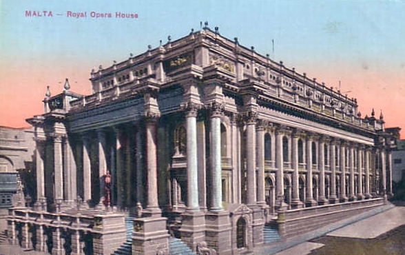 The Royal Opera House, Valletta (old postcard)