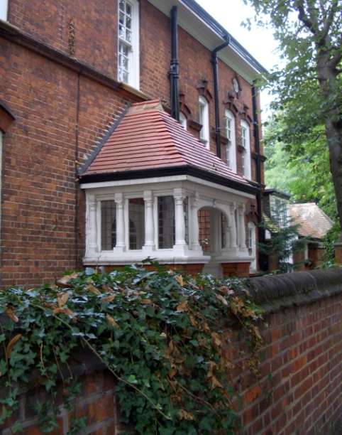 Close-up of porch on Bedford Park house