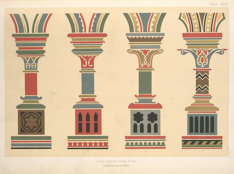  Pillars, arch-mouldings, and strings.... for wall decoration.