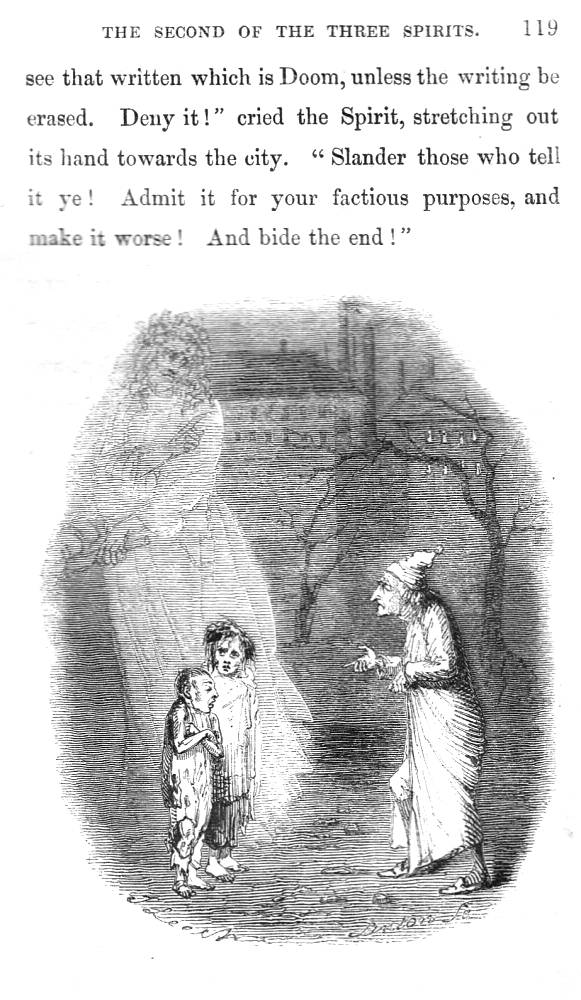 "Ignorance and Want," sixth illustration for Dickens's "A Christmas Carol" (1843)