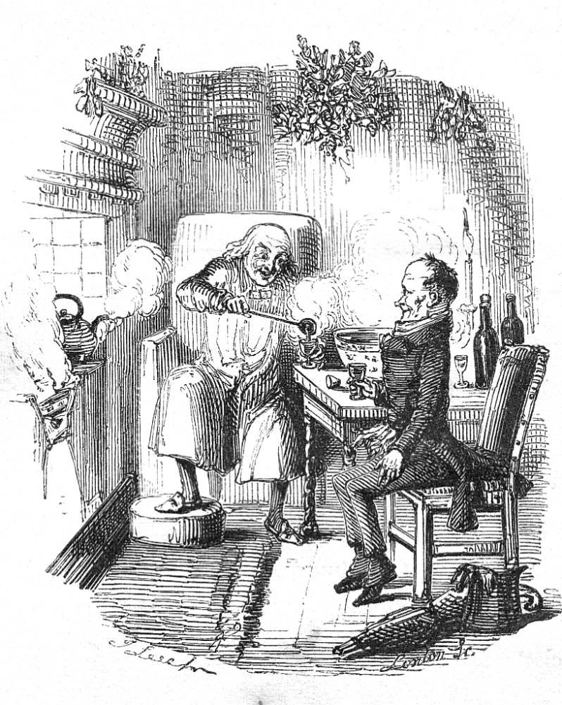"Scrooge and Bob Cratchit," or "The Christmas Bowl" by John Leech — final illustration for "A ...