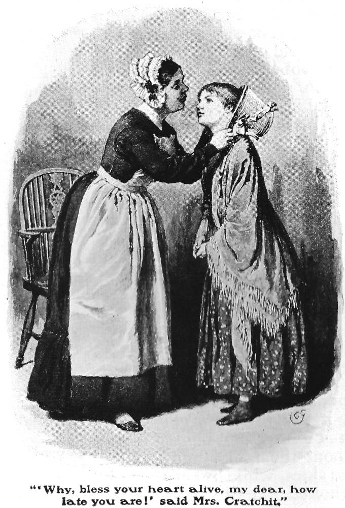 "Mrs. Cratchit and Martha" — Green's fifteenth illustration for "A Christmas Carol"