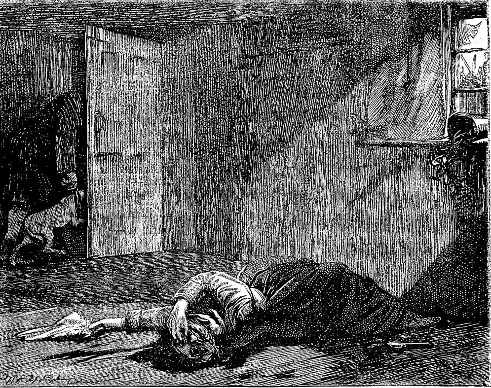 Ilustração de James Mahoney do assassinato de Nancy, um dos episódios de Oliver Twist, em edição publicada nos anos 1870. Imagem digitalizada por Philip V. Allingham, do Victorian Web.