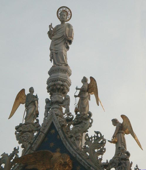 Statue of St. Mark (seen from the from the Piazza di San Marco).
