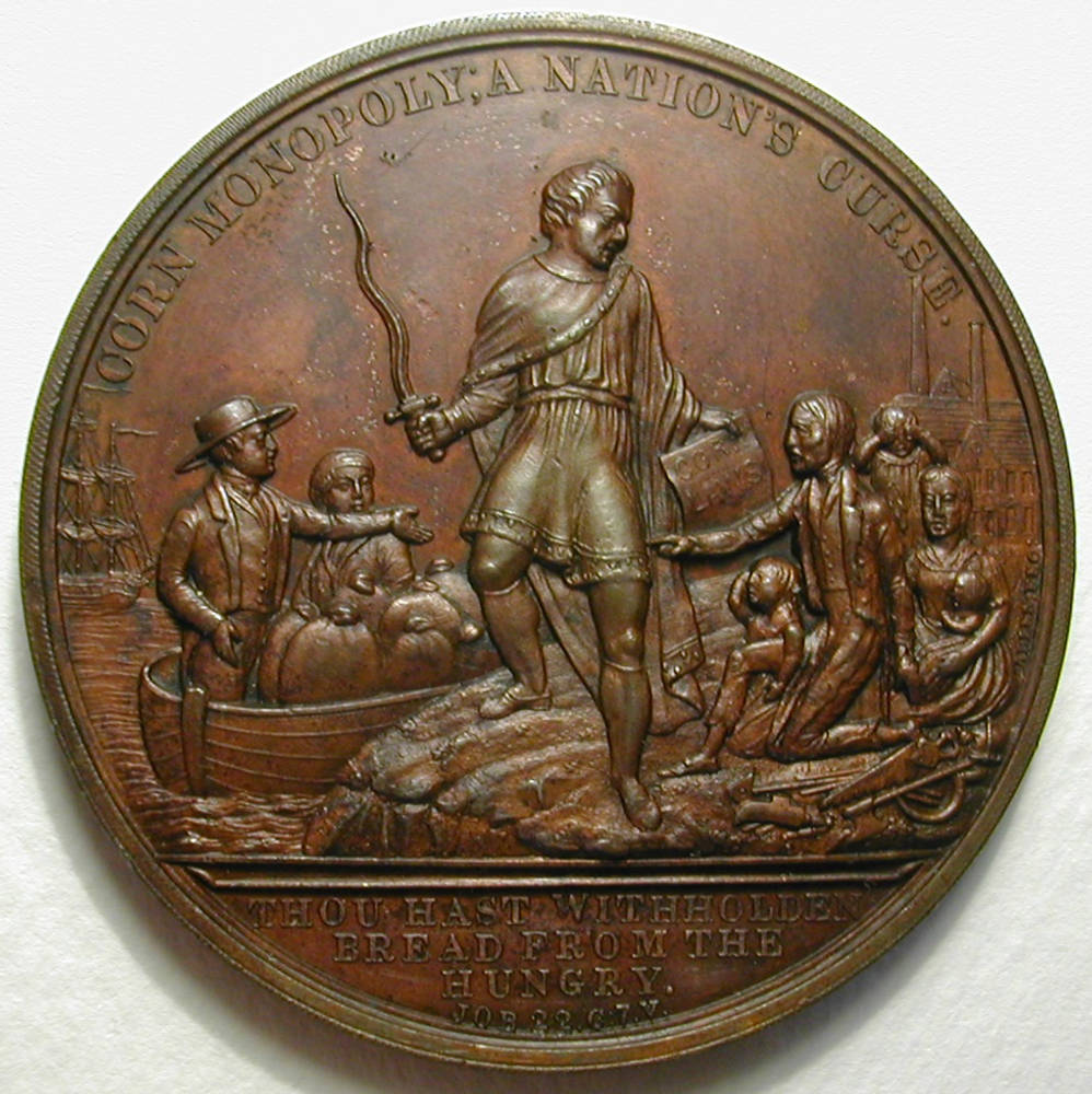 “Medal commemorating the repeal of the Corn Laws in 1846” by J. Taylor