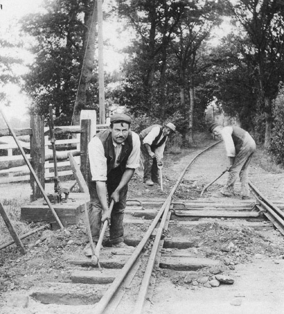 Navvies working on railway  bed