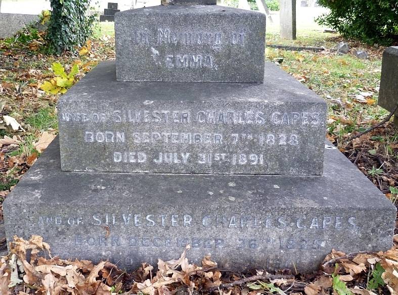 Inscriptions on S. C. Capes's grave in Kingston Cemetery