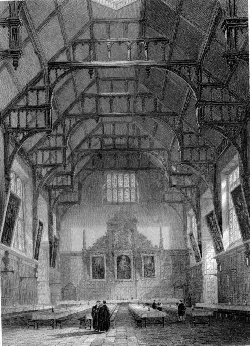 Interior of the Hall, Trinity College in 1838