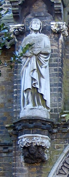 Close-up of the sculpture of Burdett-Coutts