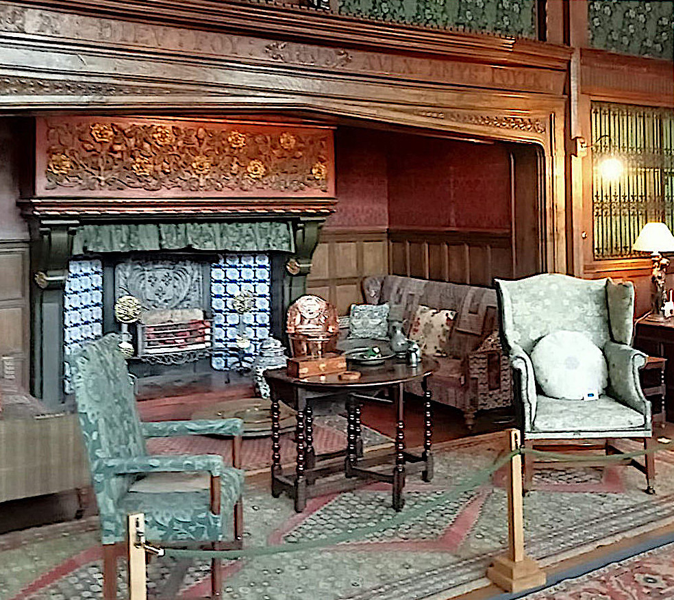Wightwick Manor, closer view of fireplace