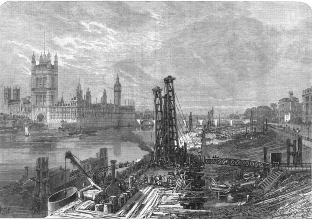 Progress of the Southern Embankment of the Thames at Lambeth