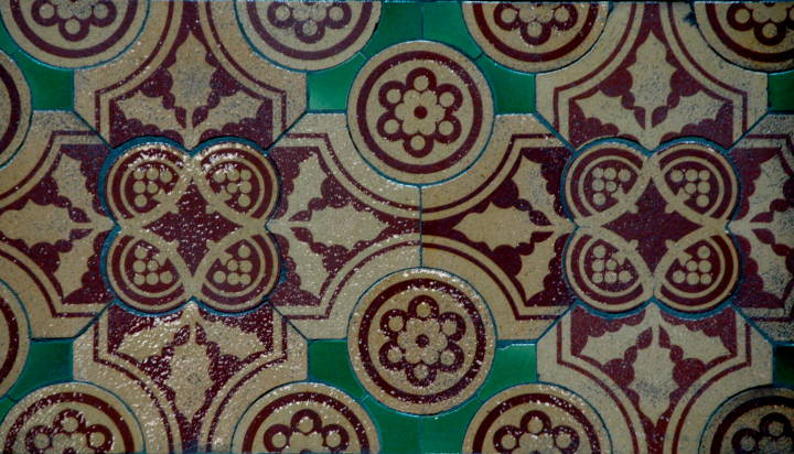 Tile on walls of nave, St. Mary Magdalene in Paddington, by G. E. Street