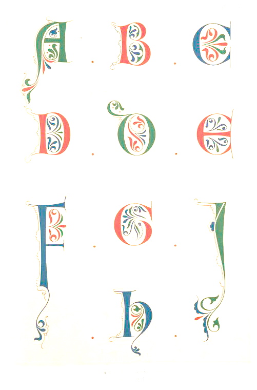 Twelfth century alphabet of initial letters