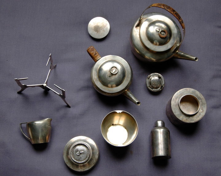 Sterling silver tea set possibly designed