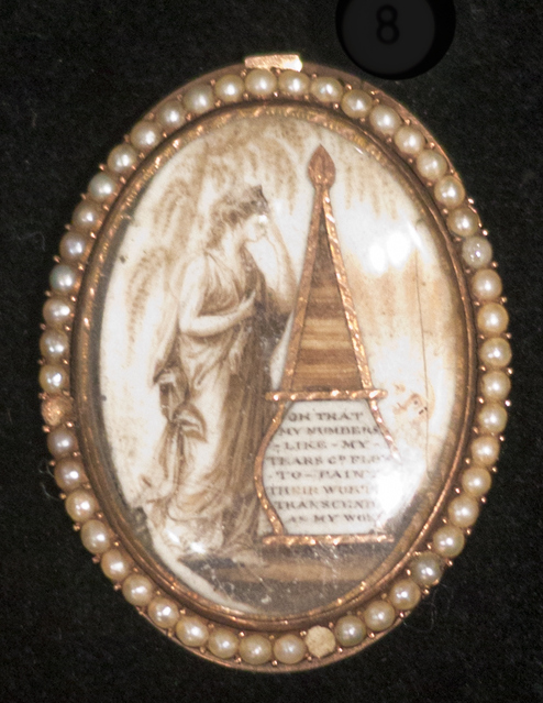 Clasp with sepia mourning scene