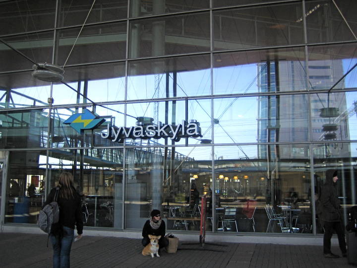 Trackside view of the Modern Station in Jyväskylä, Finland<