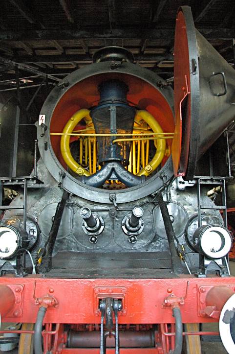 Front of locomotive opened