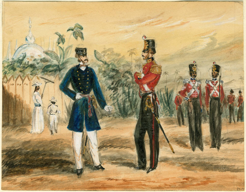 British officers with Indian Native Infantry