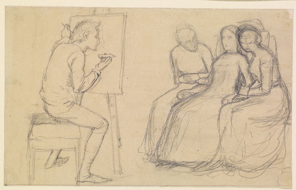 Dibujo con objeto de ilustrar un cuento de D.G. Rossetti