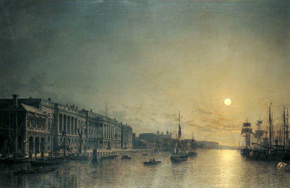 The Custom House and Pool of London by Moonlight