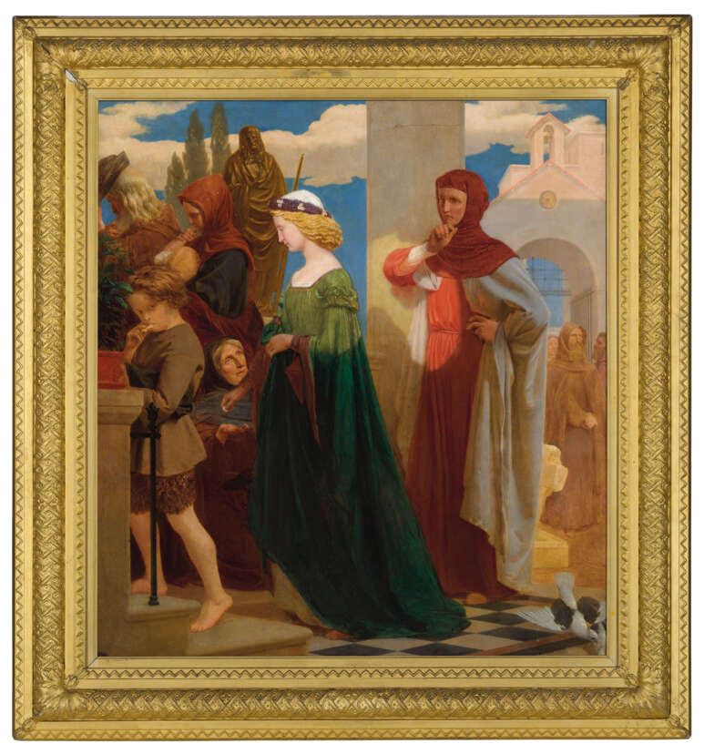 'Petrarch's First Sight of Laura' in its frame