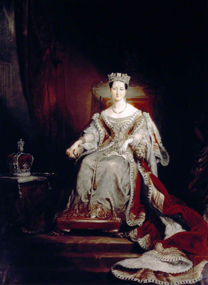 Queen Victoria enthroned in the House of  Lords