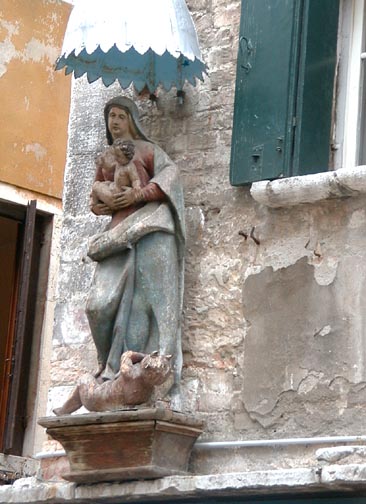 Madonna and Child on a street corner shrine