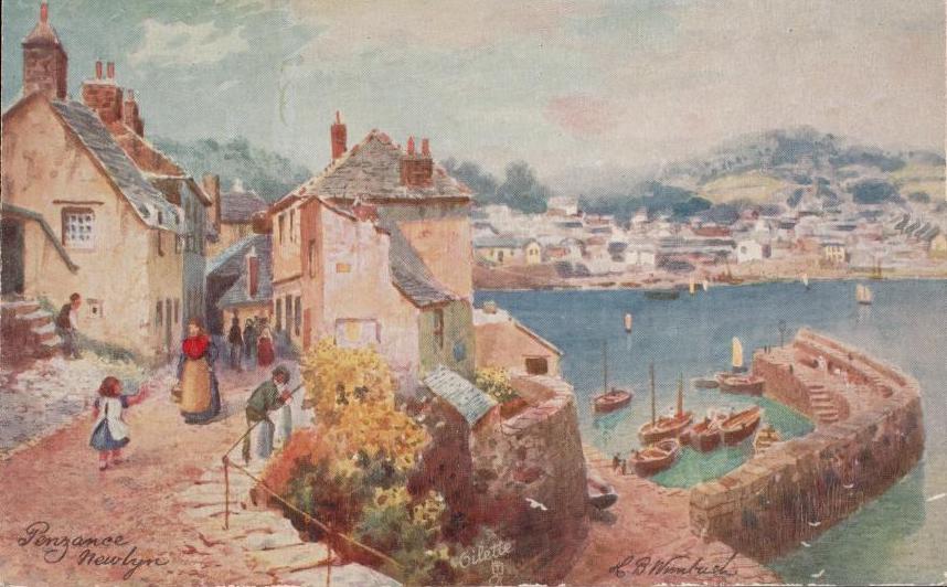 Colour postcard of Newlyn