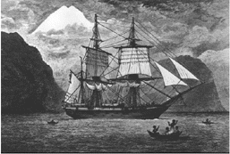 H.M.S. Beagle anchored off Chile