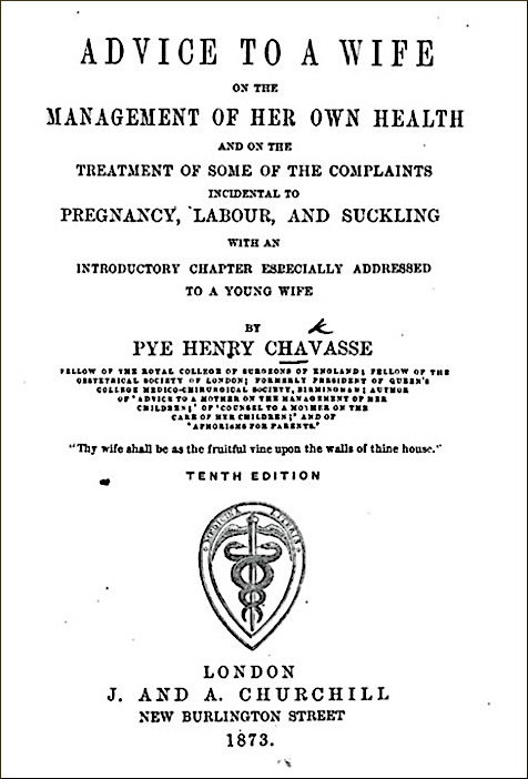 Title page for Pye Henry Chavasse's Advice to a Wife