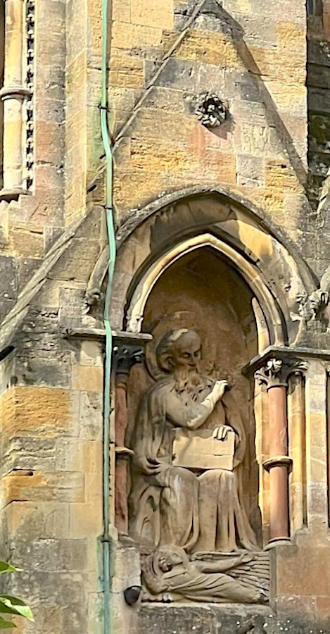 St. Matthew on the facade of LLandaff Cathedral