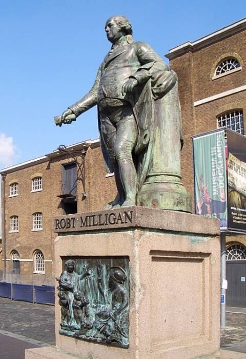 Statue of Robert Milliagan by Richard Westmacott, West India Docks, London