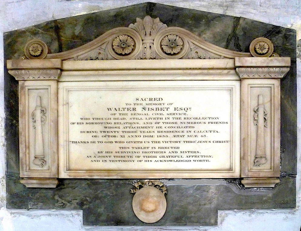 Wall monument to Walter Nisbet
