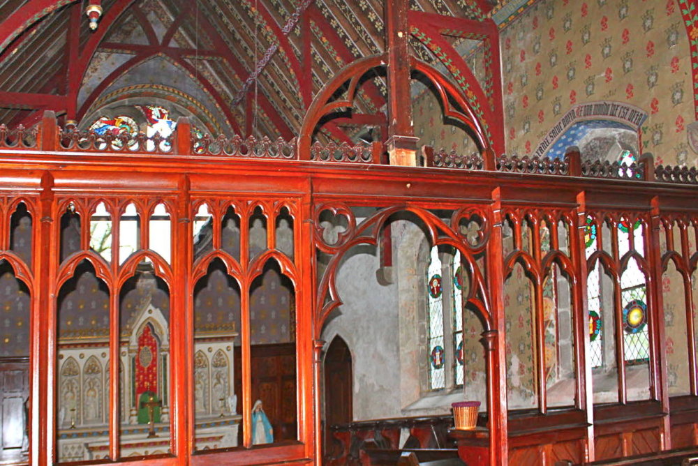Interior of the The Private chapel for Sir James and Lady Power at Edermine House, Ederminet, Ireland, by A. W. N. Pugin