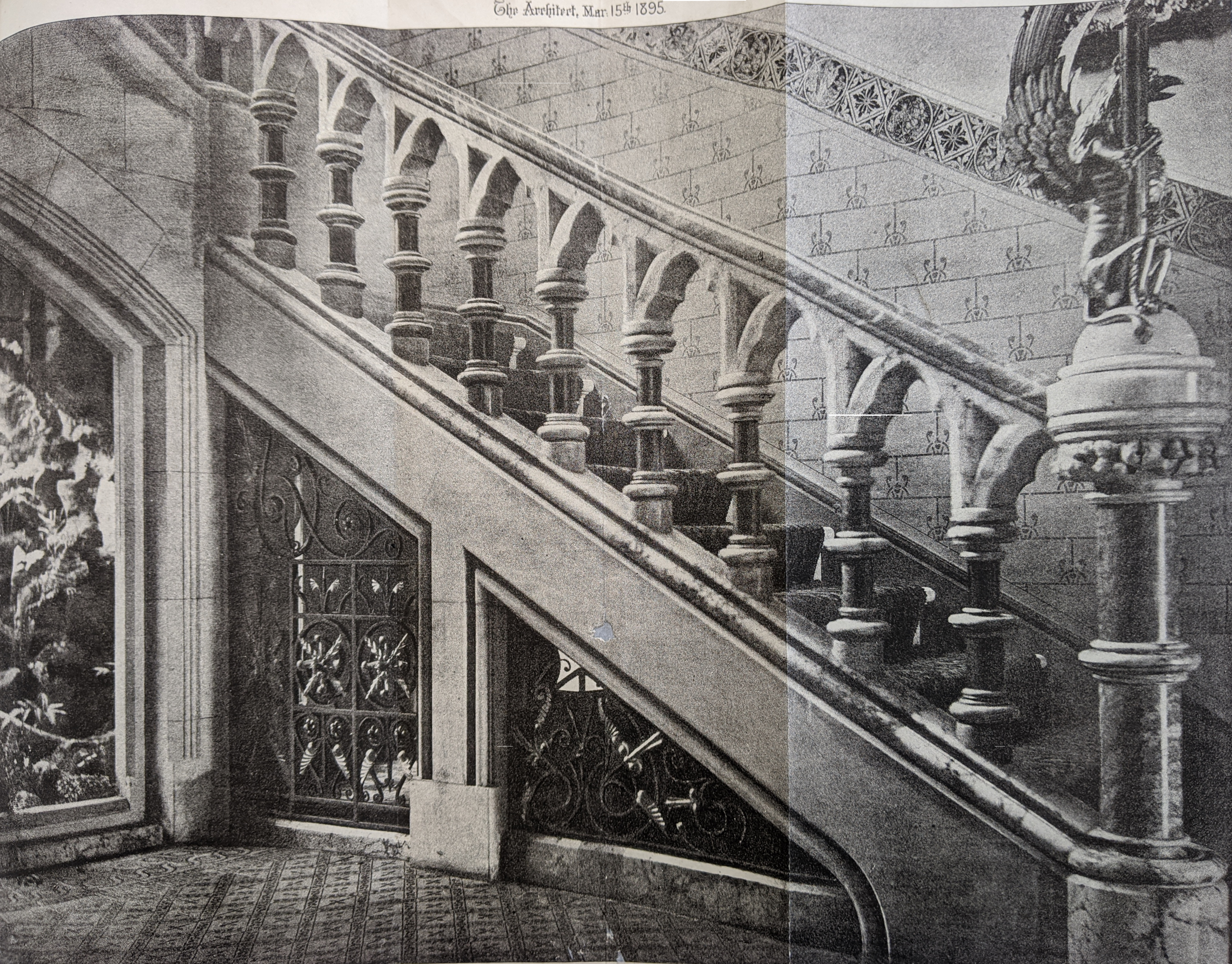 Insole Court, staircase, 1870s
