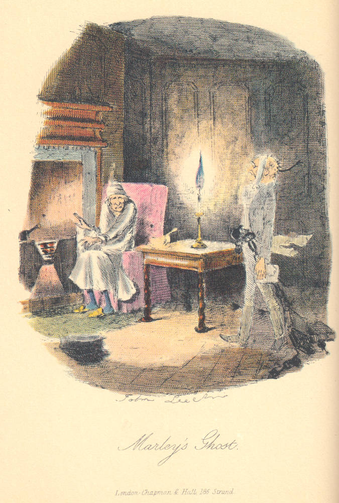 Marley's Ghost (John Leech, 1843; scanned by Philip V. Allingham, www.victorianweb.org)