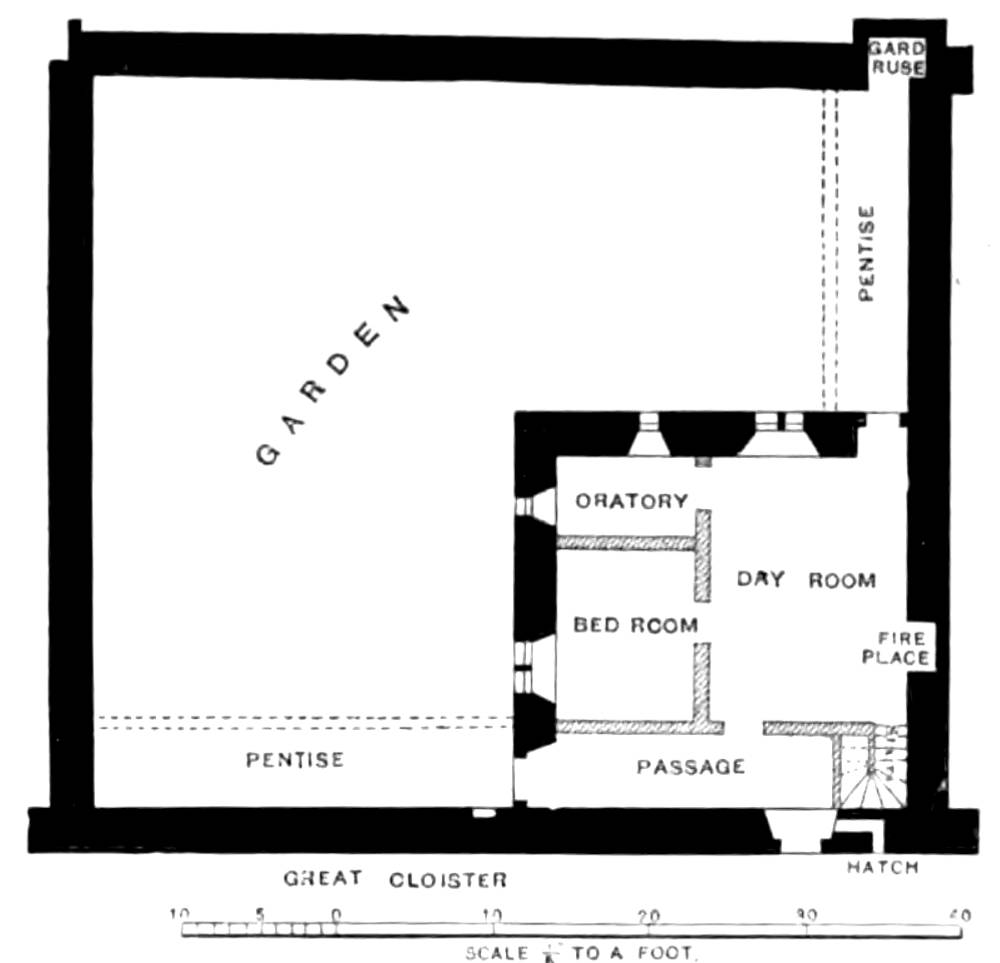 Plan of the Cell of a Carthusian Monk.From the Remains of Mount Grace, Yorkshire,