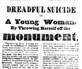Dreadful Suicide of a Young Women by Throwing Herself off the Monument