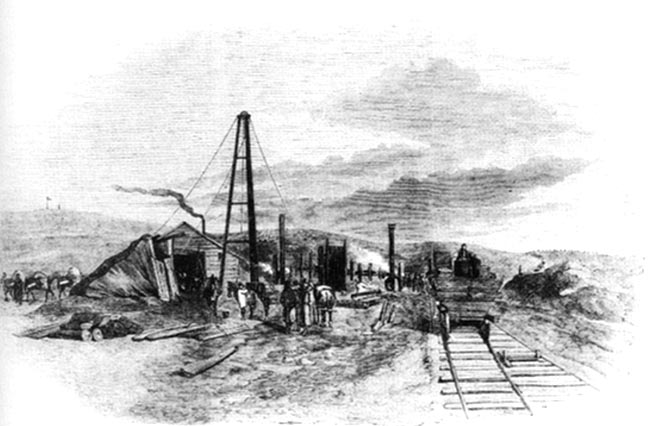 The Stationary Engine which Pulled Trains up the Slope by Kadikoi — Railway at Balaclava beyond the Camp of General Verey