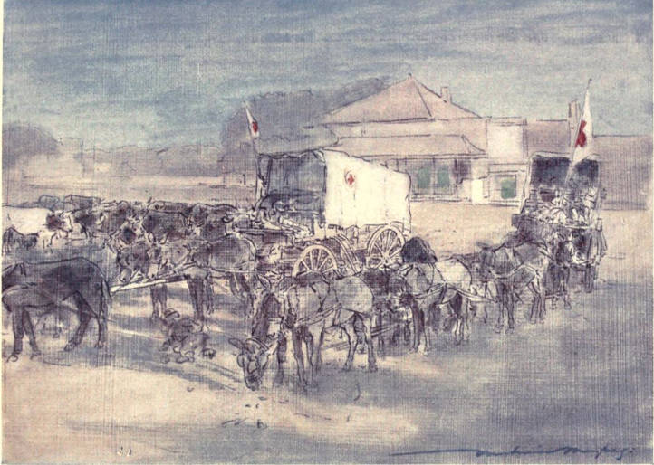 Lord Roberts and staff watching the Battle of Osfontein