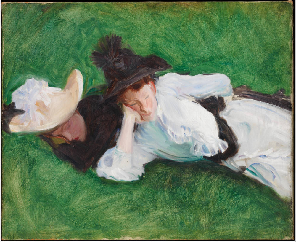 Two Girls on a Lawn