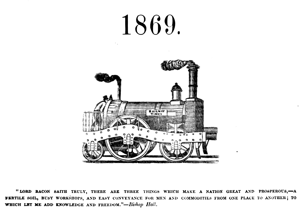 Front page of the 1869 Railroad Times
