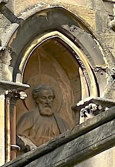 St. Luke on the facade of LLandaff Cathedral