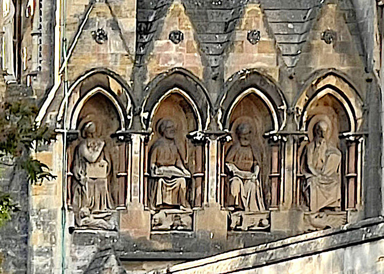 The four Evangelists on the facade of LLandaff Cathedral