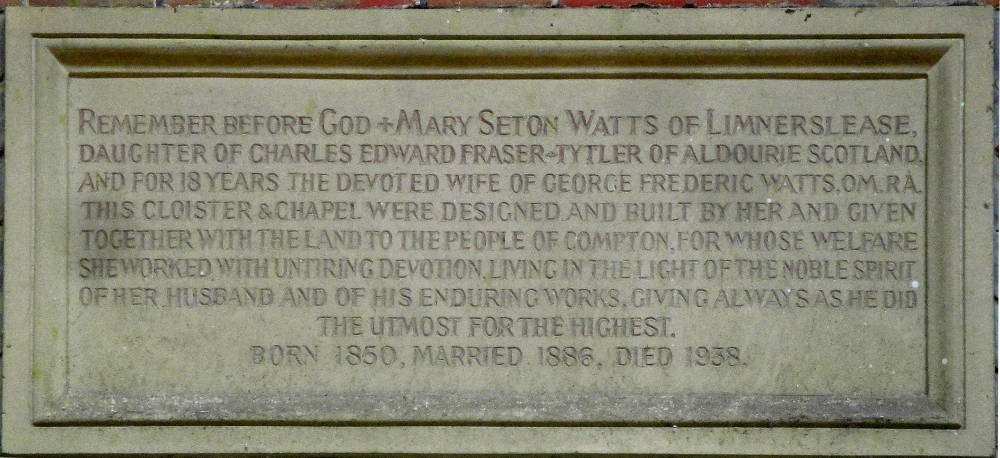 Memorial Plaque for Mary Wattsl
