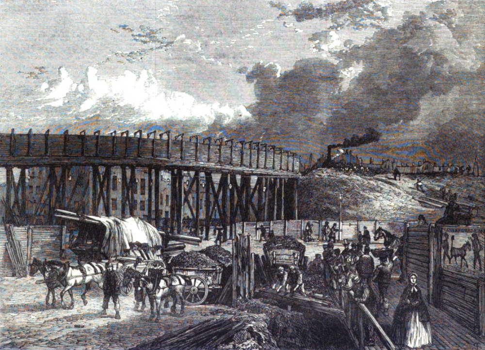 Works of the Midland Railway at King's Cross: temporary bridge, Old St. Pancras-road