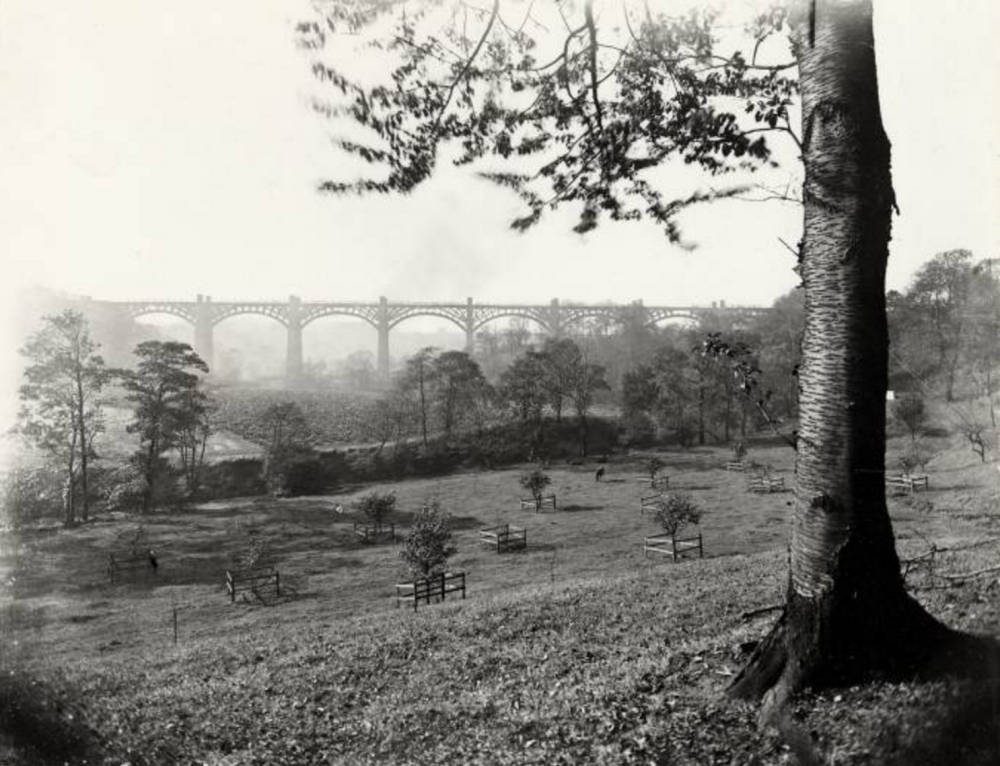 Jerviston railway viaduct, about 1890

