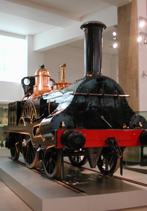 2-2-2 British locomotive with externally mounted cylinders